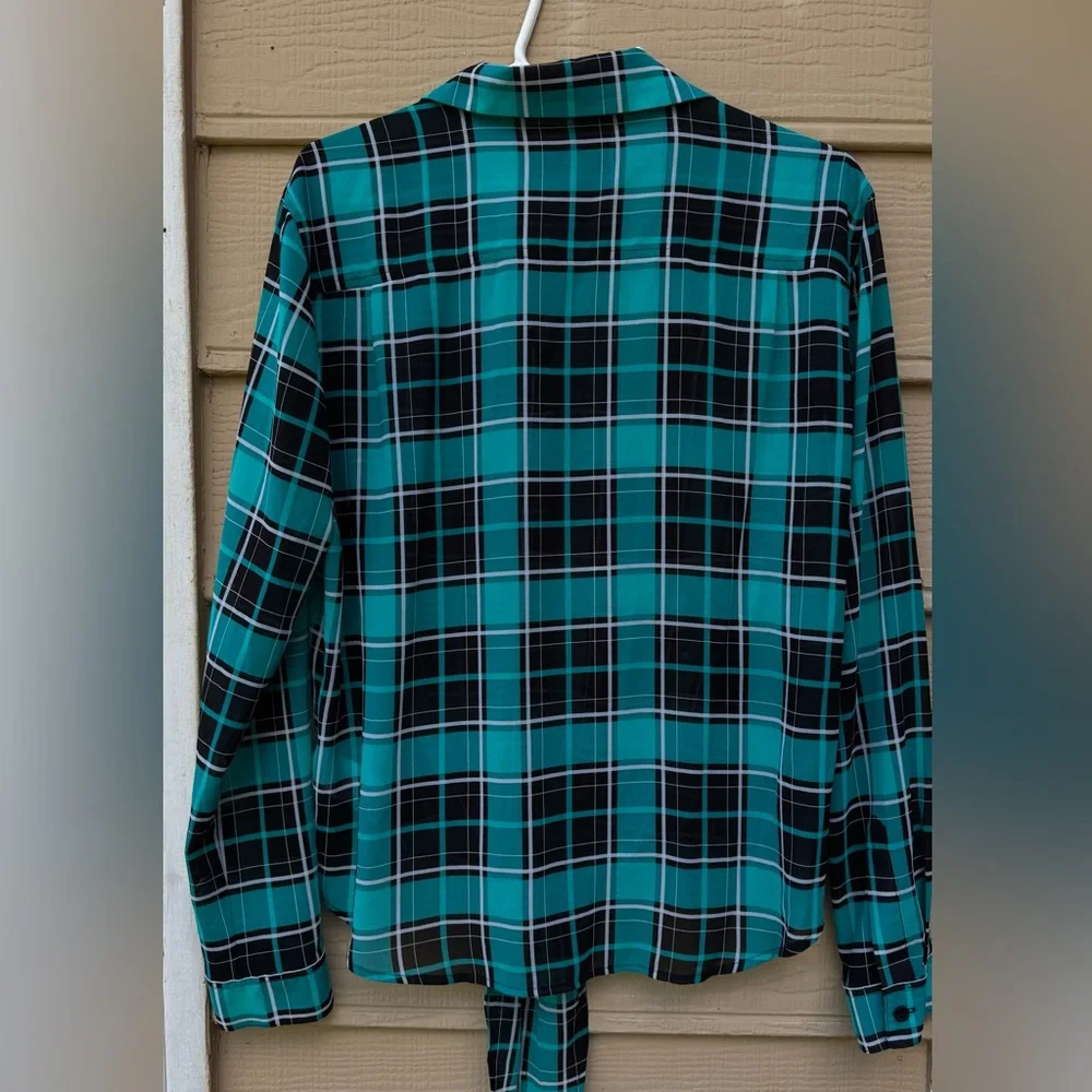 MICHAEL Kors Plaid Button-down Blouse with Front Knot - Picture 3 of 9